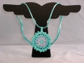 Azure Seas Mandallion turquoise and pink crocheted necklace