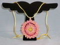 Sunrise Mandallion yellow and pink crocheted necklace
