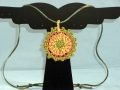 Autumn Harvest Mandallion olive, gold, and orange crocheted necklace